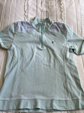 Vineyard Vines Women's Shep Shirt Pale Blue Quarter 1/4 Zip Pullover Small
